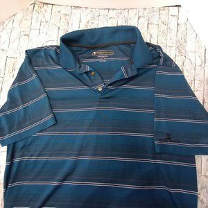 Pebble Beach Mens Blue Green Sz L Polo Shirt